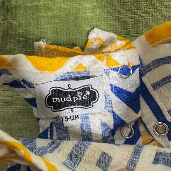 Mud Pie 2 Piece Greek Key Sun Suit 2 Piece Infant Girl Size 9-12 Month - Picture 3 of 3